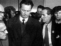 Image of S�an MacStiof�in walking out of the Sinn F�in �rd-Fheis (annual conference)