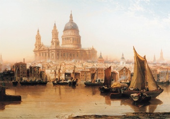 A View of St Pauls Cathedral from the River Thames by James Webb