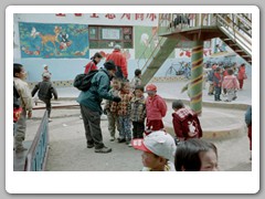 Kids interacting with the American tourists
