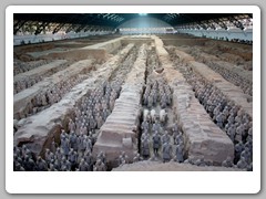 Terracotta soldiers still in place under protective roof