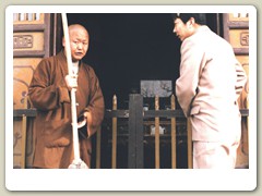 Groundskeeper at the temple complex