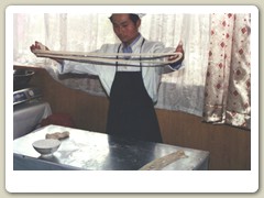 Noodle making at dinner