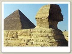 The Sphinx behind the pyramids