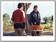 A vendor outside the museum