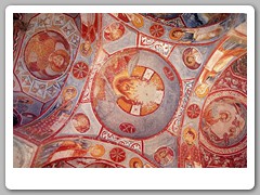 Frescoes on the walls of a large church carved in the soft stone