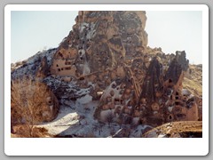 Houses carved in the soft stone
