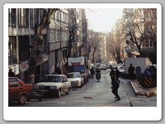 Our hotel was to the right and halfway down the street